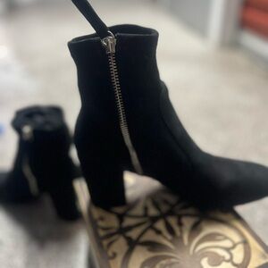 Zara Black Suede Ankle Booties
